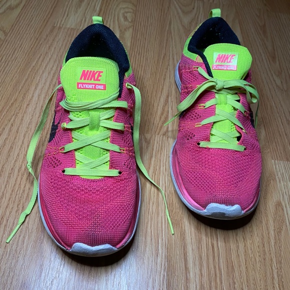 neon pink and green nike shoes